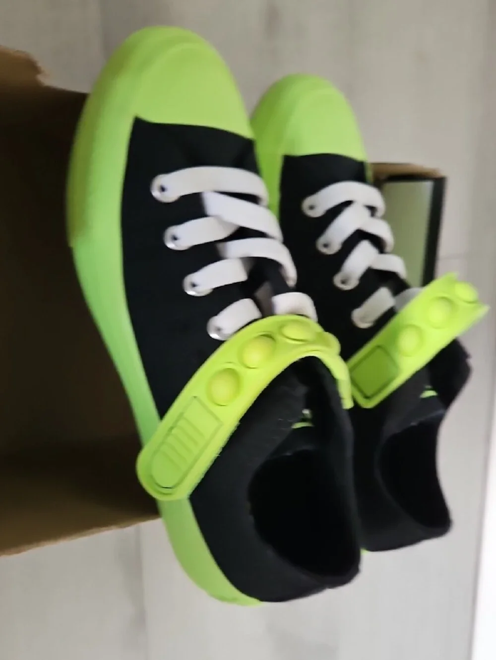 Converse Kids Low Top Sneakers - Black with Neon Green Accents